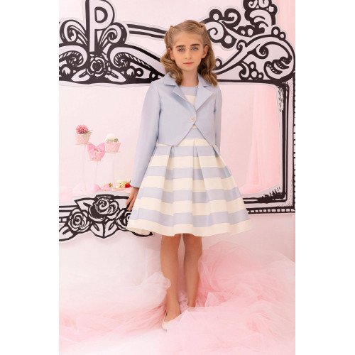 فستان مخطط مع جاكيت للسن المحير 34363 فستان مخطط مع جاكيت للسن المحير 34363