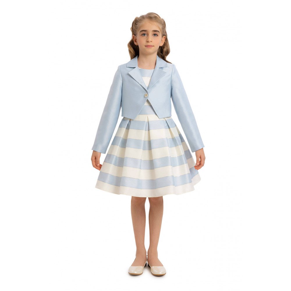 فستان مخطط مع جاكيت للسن المحير 34363 فستان مخطط مع جاكيت للسن المحير 34363