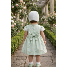 فستان أطفال أخضر نعناعي بدانتيل مع قبعة  26009