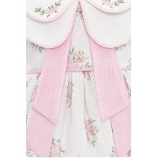 فستان كلاسيكي - وردي - مطبوع بالزهور ومطرز الياقة مع اكسسوار شعر 36399 فستان كلاسيكي - وردي - مطبوع بالزهور ومطرز الياقة مع اكسسوار شعر 36399