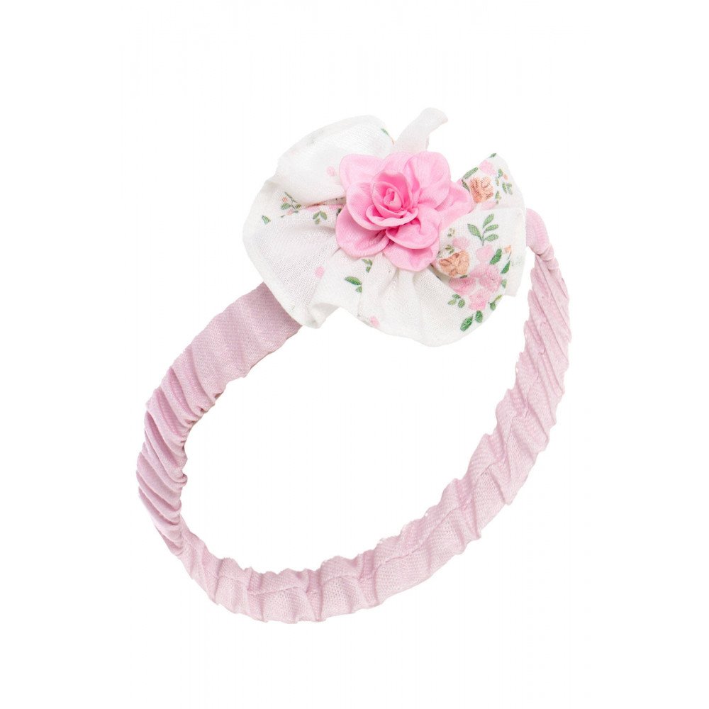 فستان كلاسيكي - وردي - مطبوع بالزهور ومطرز الياقة مع اكسسوار شعر 36399 فستان كلاسيكي - وردي - مطبوع بالزهور ومطرز الياقة مع اكسسوار شعر 36399