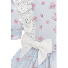 فستان بناتي مزهر - أزرق - بأكمام منفوخة مع اكسسوار شعر 36357 فستان بناتي مزهر - أزرق - بأكمام منفوخة مع اكسسوار شعر 36357