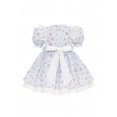 فستان بناتي مزهر - أزرق - بأكمام منفوخة مع اكسسوار شعر 36357 فستان بناتي مزهر - أزرق - بأكمام منفوخة مع اكسسوار شعر 36357