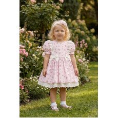 فستان بناتي مزهر - وردي - بأكمام منفوخة مع اكسسوار شعر 36357 فستان بناتي مزهر - وردي - بأكمام منفوخة مع اكسسوار شعر 36357