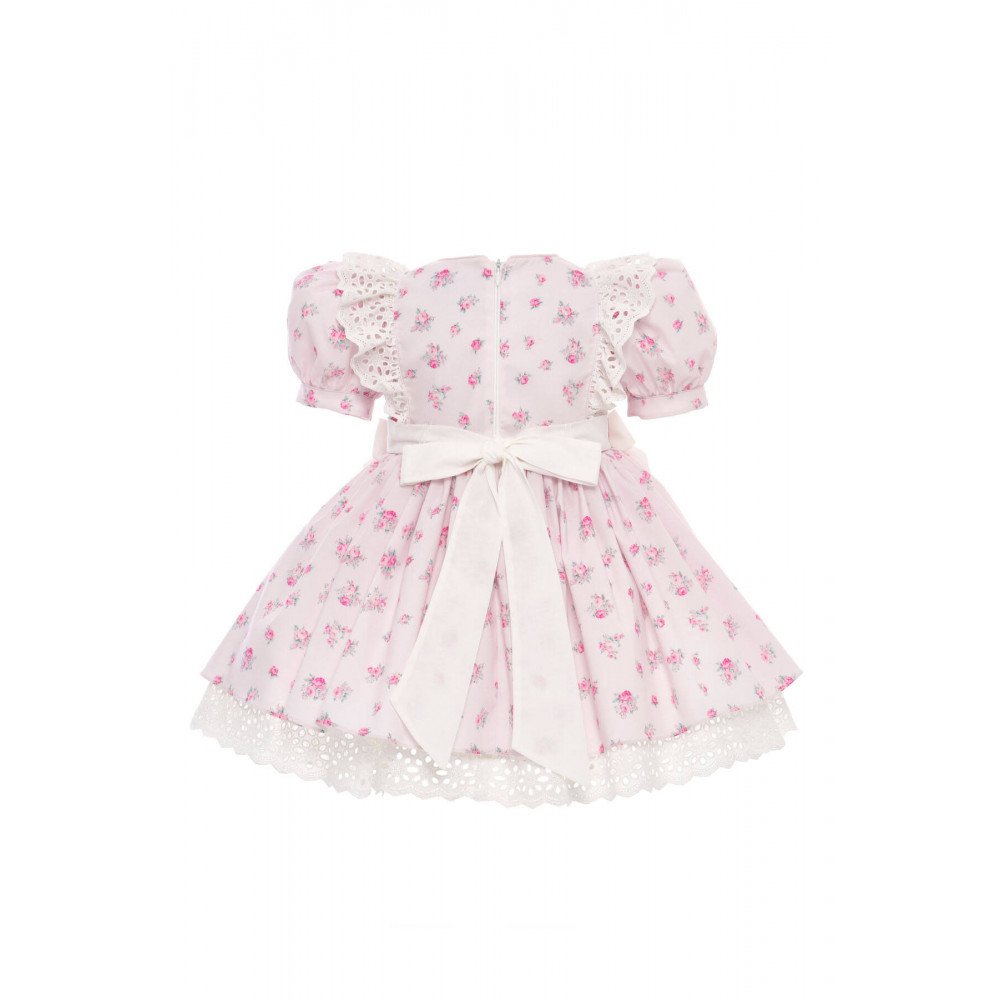 فستان بناتي مزهر - وردي - بأكمام منفوخة مع اكسسوار شعر 36357 فستان بناتي مزهر - وردي - بأكمام منفوخة مع اكسسوار شعر 36357