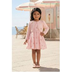 فستان بناتي - وردي - مطرز بالورود مع جاكيت 36385