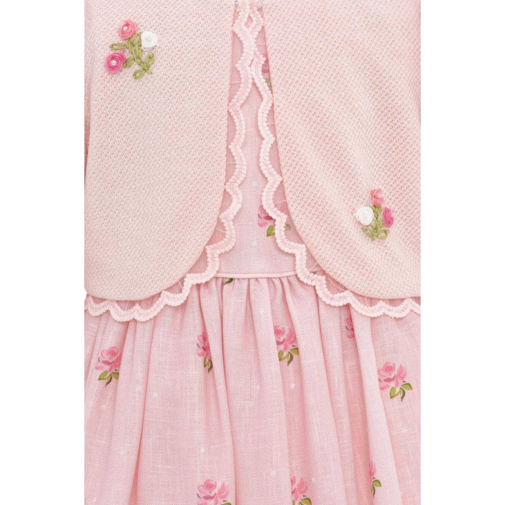 فستان بناتي - وردي - مطرز بالورود مع جاكيت 36385