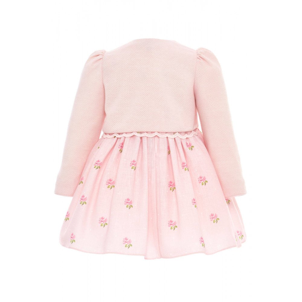 فستان بناتي - وردي - مطرز بالورود مع جاكيت 36385