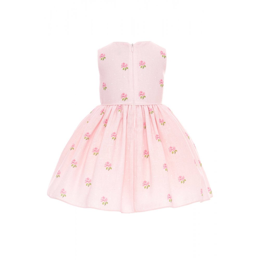 فستان بناتي - وردي - مطرز بالورود مع جاكيت 36385