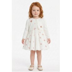 فستان بناتي - أبيض - مطرز بالورود مع جاكيت 36385