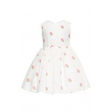 فستان بناتي - أبيض - مطرز بالورود مع جاكيت 36385