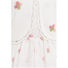 فستان بناتي - أبيض - مطرز بالورود مع جاكيت 36385