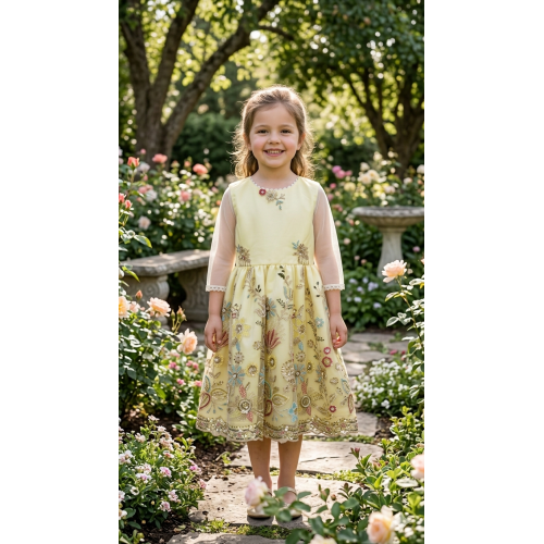 فستان الزهور الملكية – أصفر 26019 فستان الزهور الملكية – أصفر 26019