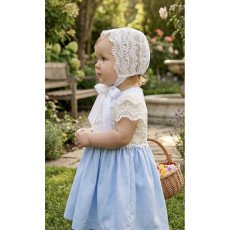 فستان الدانتيل السماوي مع قبعة كلاسيك 202630 فستان الدانتيل السماوي مع قبعة كلاسيك 202630