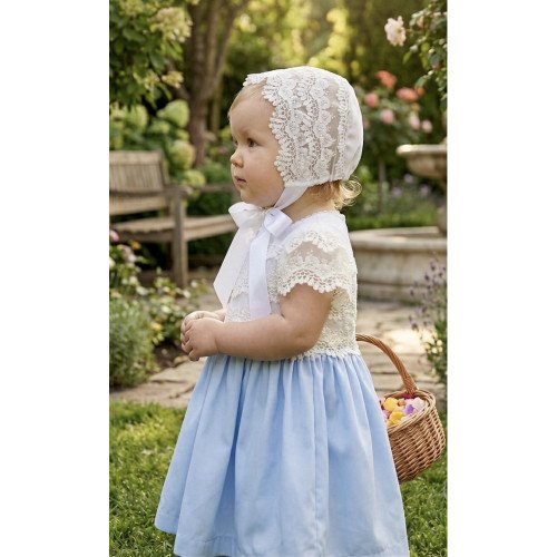 فستان الدانتيل السماوي مع قبعة كلاسيك 202630 فستان الدانتيل السماوي مع قبعة كلاسيك 202630