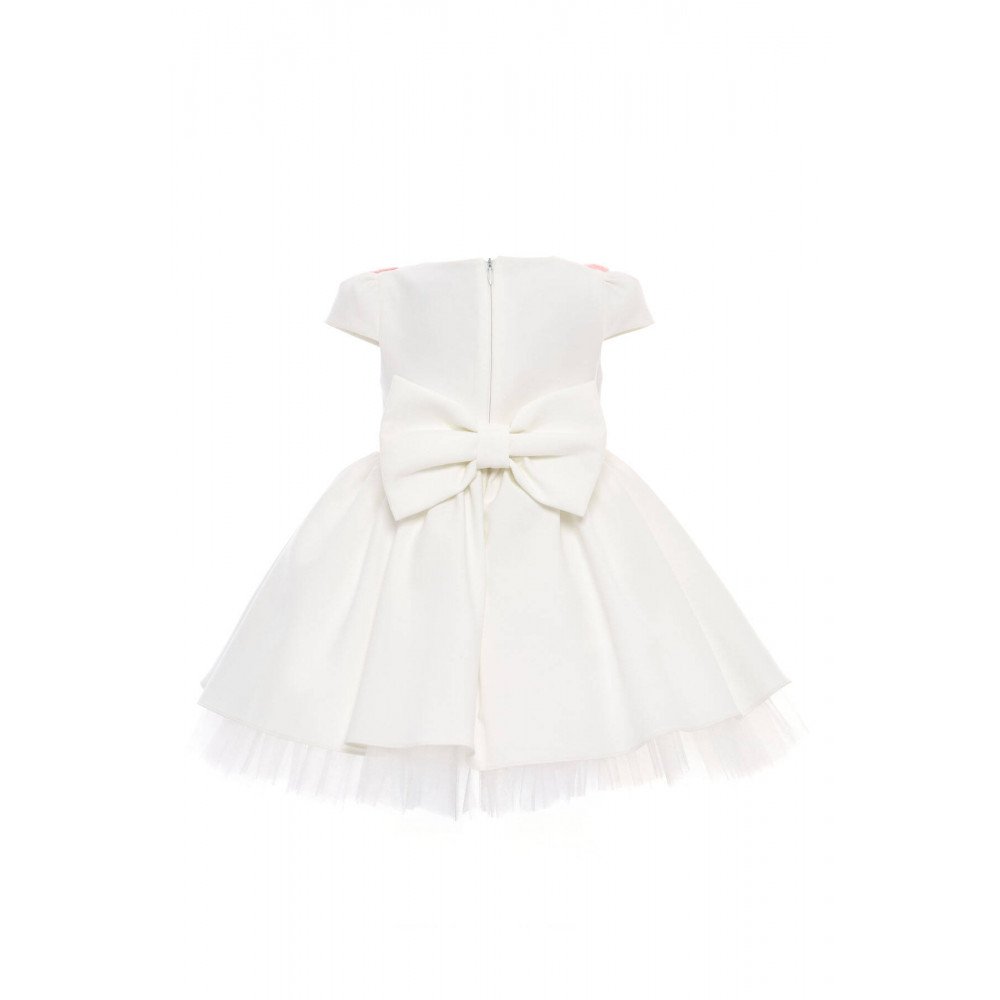 فستان - أبيض - بتطريز زهور مع اكسسوار شعر 36122 فستان - أبيض - بتطريز زهور مع اكسسوار شعر 36122