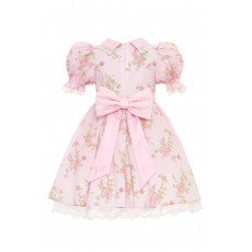 فستان - وردي - بنقشة زهور تصميم كلاسيكي مع طوق للشعر 36374 فستان - وردي - بنقشة زهور تصميم كلاسيكي مع طوق للشعر 36374