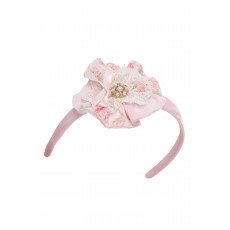 فستان - وردي - بنقشة زهور تصميم كلاسيكي مع طوق للشعر 36374 فستان - وردي - بنقشة زهور تصميم كلاسيكي مع طوق للشعر 36374