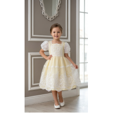 فستان - أصفر - دانتيل للعيد 26030 فستان - أصفر - دانتيل للعيد 26030