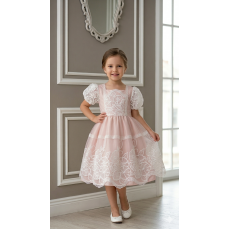 فستان - وردي - دانتيل للعيد 26031 فستان - وردي - دانتيل للعيد 26031