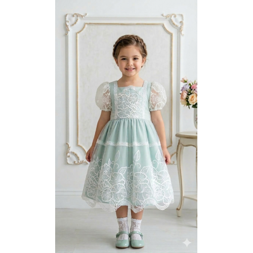 فستان - أخضر - دانتيل للعيد 26032