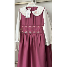 مريول مدرسي وردي متصل مطرز الحزام والياقة 144725