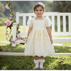 فستان - أصفر - دانتيل للعيد 26030