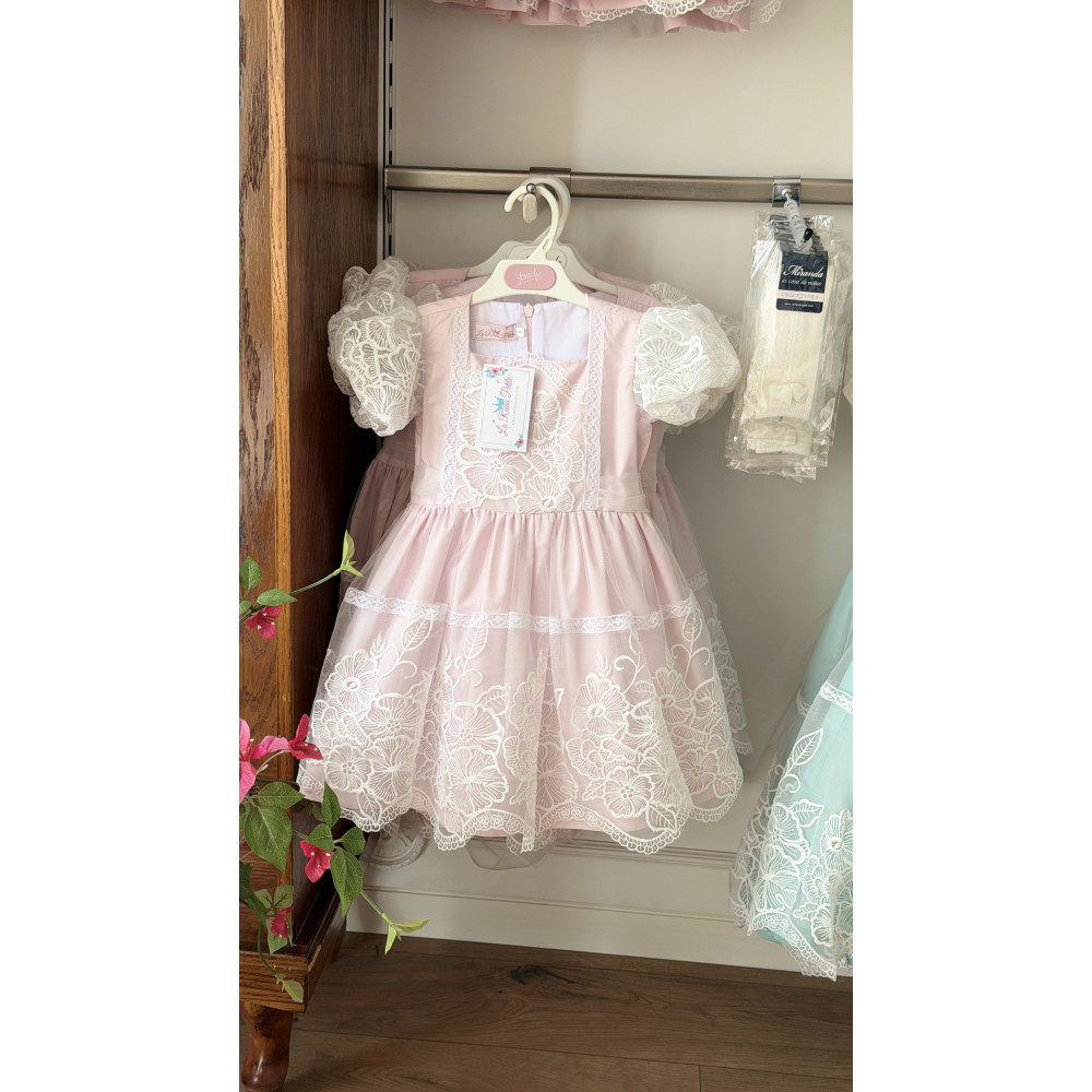 فستان - وردي - دانتيل للعيد 26031 فستان - وردي - دانتيل للعيد 26031