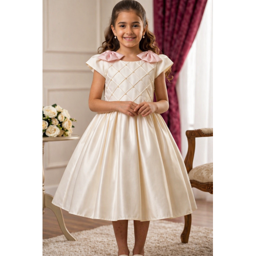 فستان حفلات مزين باللولو وفيونكات كتف 202634