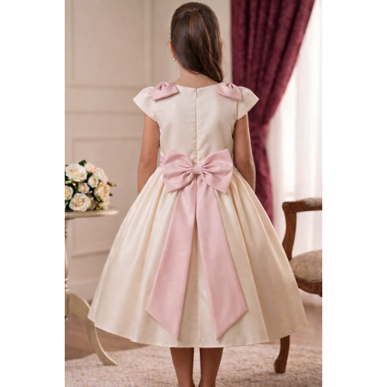 فستان حفلات مزين باللولو وفيونكات كتف 202634