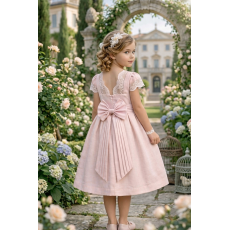 فستان - وردي - دانتيل بفتحة ظهر 26040