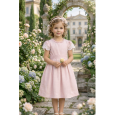 فستان - وردي - دانتيل بفتحة ظهر 26040