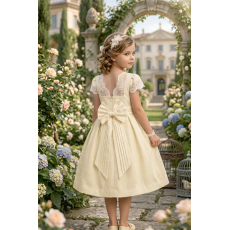 فستان - أصفر - دانتيل بفتحة ظهر 26037