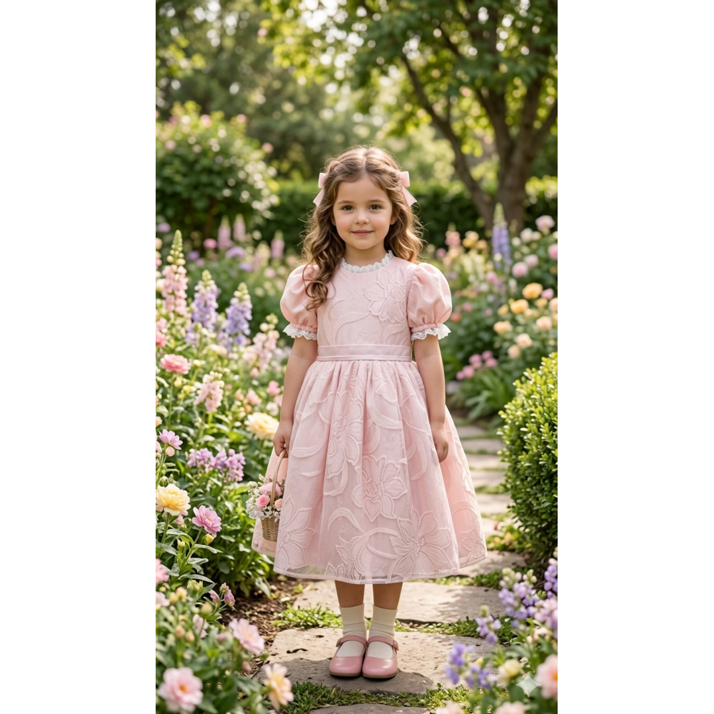 فستان تول جاكار بنقشة زهور 26043