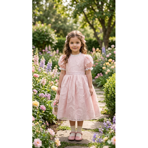 فستان تول جاكار بنقشة زهور 26043