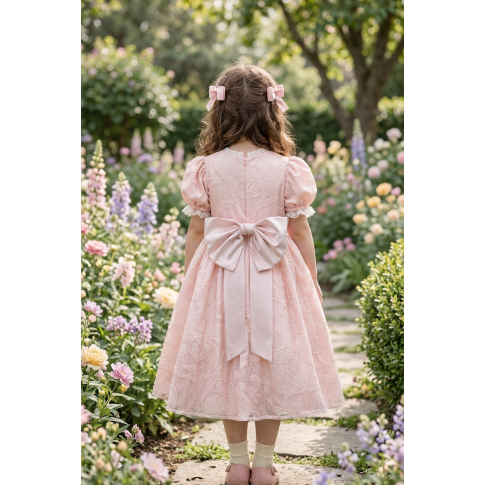 فستان تول جاكار بنقشة زهور 26043