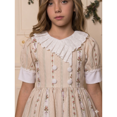 فستان ريفي كلاسيكي أنيق بياقة مطرزة ونقوش زهور رقيقة  202646