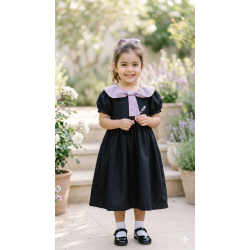 فستان أسود بباقة بنفسجي 26059