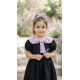 فستان أسود بباقة بنفسجي 26059