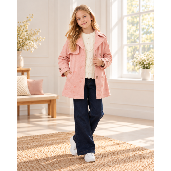 طقم بناتي كنزة وجينز مع جاكيت وردي 8830 طقم بناتي كنزة وجينز مع جاكيت وردي 8830