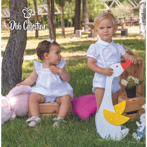 16004 طقم بناتي فستان وكلوت ابيض 