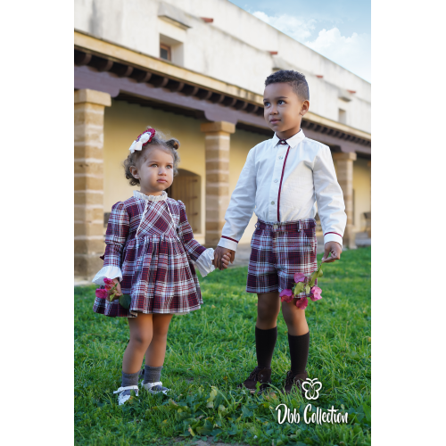 16608 بدلة ولادي قميص وشورت كاروهات