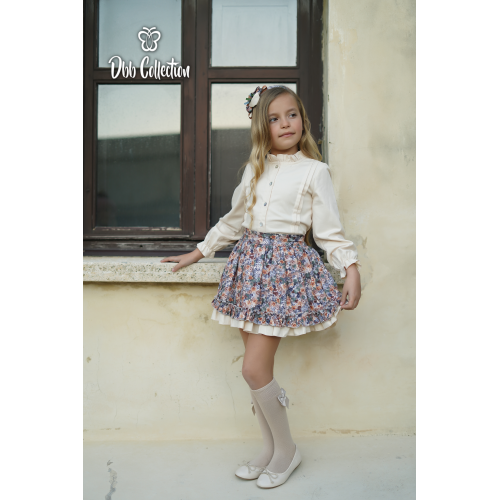 16706 بدلة اسباني قميص  وتنورة  مورد