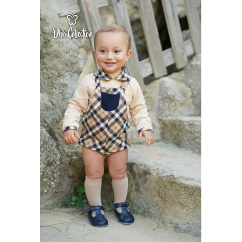 17005 بدلة اسباني قميص وشيال كحلي مع اصفر