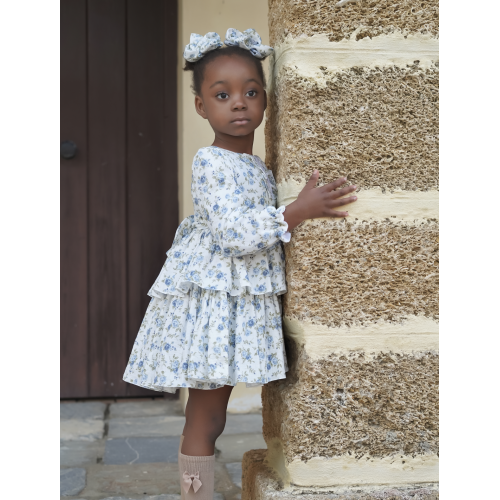  17102 فستان اسباني  طبقات بورد الجوري  (ازرق)