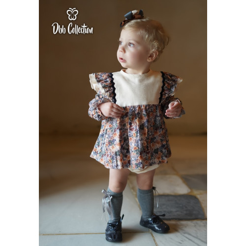 16704  طقم بناتي من قطعتين فستان وكلوت 