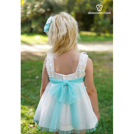 18702 فستان اسباني أبيض بالتل بدون اكمام 18702 فستان اسباني أبيض بالتل بدون اكمام