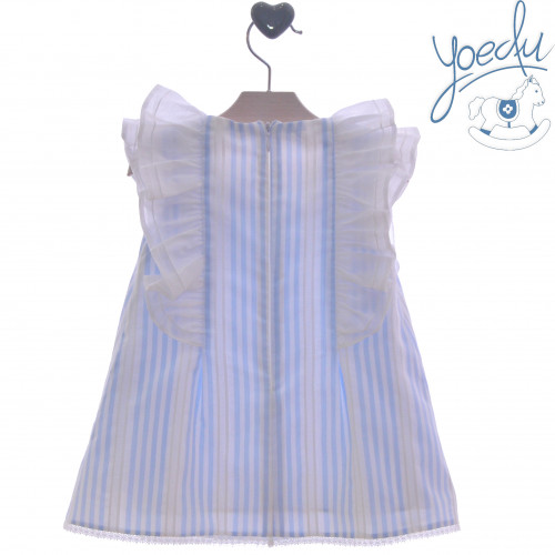 0524 فستان اسباني مخطط سماوي 