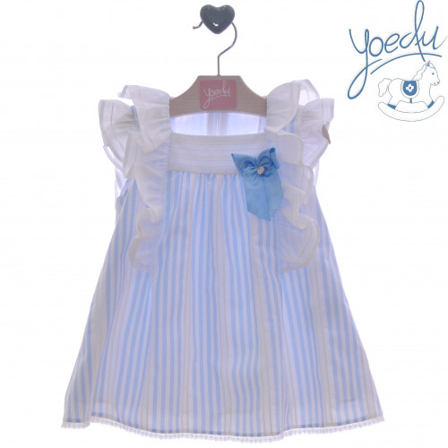 0524 فستان اسباني مخطط سماوي 