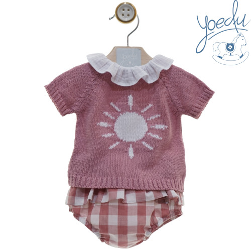 1203 طقم قميص و سويتر وشورت ( احمر)